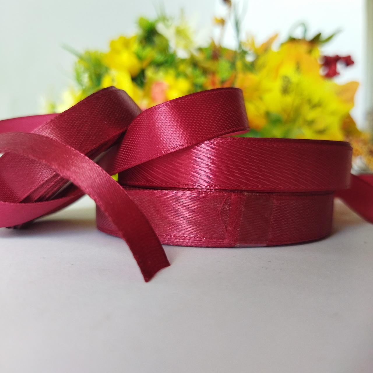 Стрічка атласна №166 бордо завширшки 1,2 см, фото 1