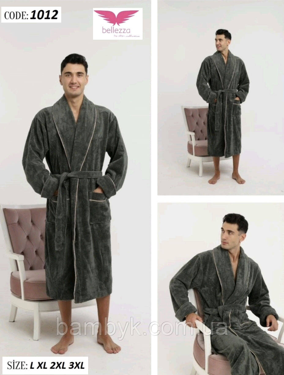 Чоловічий банний халат з шалевим коміром бамбуковий Bellezza by Ebru Туреччина BL-1012