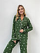 Піжама з мусліну M Зелена в білі серця, фото 7