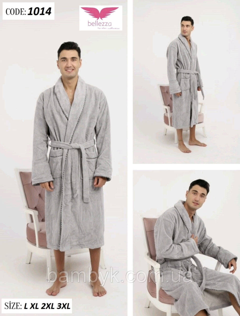 Чоловічий банний халат з шалевим коміром бамбуковий Bellezza by Ebru Туреччина BL-1014