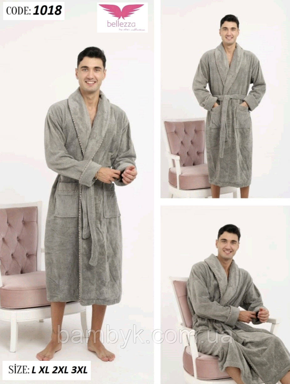 Чоловічий банний халат з шалевим коміром бамбуковий Bellezza by Ebru Туреччина BL-1018