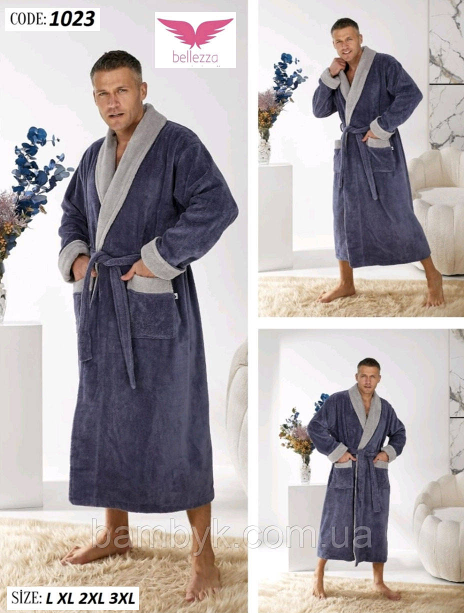 Чоловічий банний халат з шалевим коміром бамбуковий Bellezza by Ebru Туреччина BL-1023