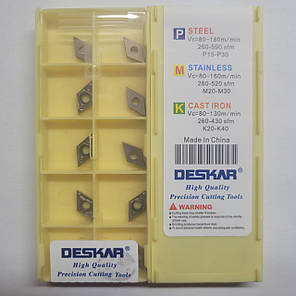 DCMT070204-MV LF6018 DESKAR (Сталь, Нержавіюча сталь) Твердосплавна пластина, фото 2