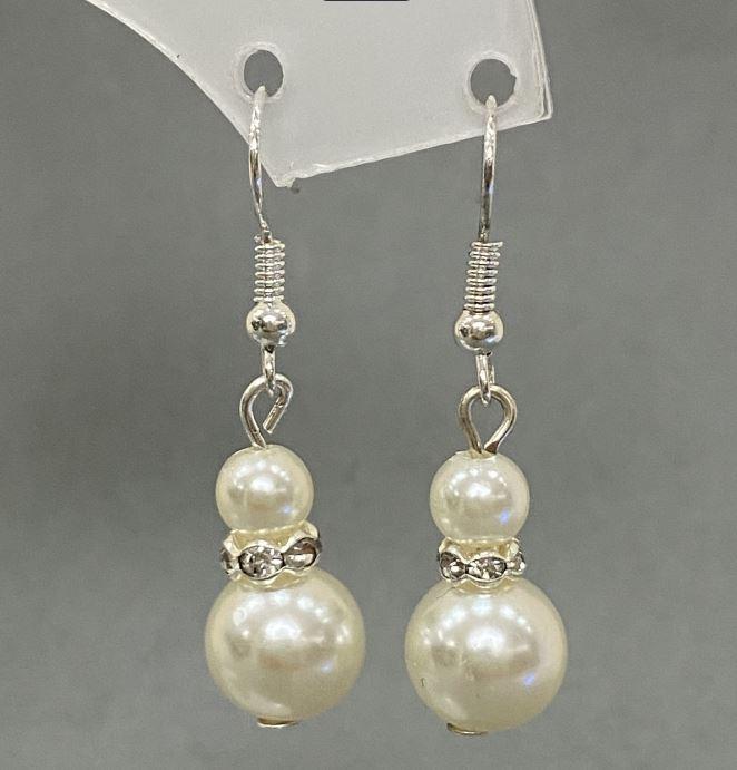 Сережки Перли (іміт.) кулька 10мм+- 5мм+- L-33мм+-, фото 1
