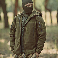 Армійська флісова кофта тактична військова фліска тепла чоловіча флісова кофта хакі з капюшоном осінь весна