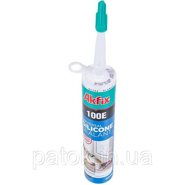 Герметик силіконовий Akfix 100E 280ml (універсальний) білий, фото 1