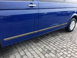 Молдинги на двері (нерж, Чорний хром) Короктая база, OmsaLine - Італійська нержавійка для Volkswagen T5 Multivan 2003-2010 рр