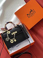 Сумка Hermes Kelly з хустинкою чорний Є