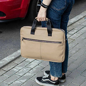 Жіноча ділова сумка-портфель Capitalist бежева | Для ноутбука з екошкіри