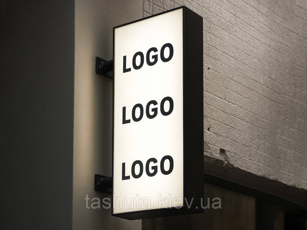 Прямоугольная светодиодная вывеска с логотипом 30х100см, двухсторонняя Ташута  (11-24120-03)