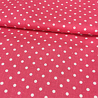 Тканина з дрібним горошком 3 мм на малиновому тлі