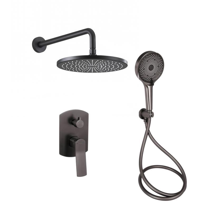 Душевая система универсальная Qtap Slavonice скрытого монтажа на два потребителя QTSLA113GMB45899 Gunmetal Black PVD, фото 1