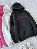 Тепле худі жіноче з написом тринитка на флісі S-L, фото 4