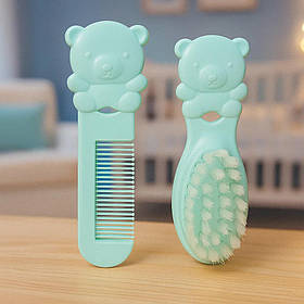 Дитячий гребінець і щітка для новонароджених для першого волосся і вичісування себорейних кірочок MegaZayka зелений