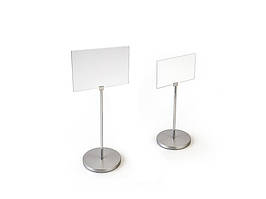 Рекламно-інформаційна стійка двостороння А5, Н=500 мм (Квіть труби: Золото;  Підставка: ДСП (круг);)