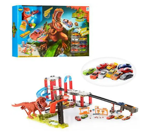 Дитячий набір для перегонів Dinosaur 8899-94, трек і 10 машинок, фото 1