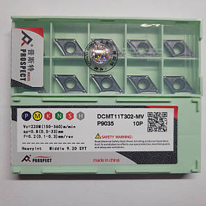 DCMT11T302-MV P9035 PROSPECT (Сталь, Нержавіюча сталь, Чавун) Твердосплавна пластина, фото 2