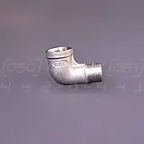 Косинець різьбовий нержавіючий DN10 (3/8") зовнішня-внутрішня різьби BSPP, н/ж сталь AISI304, 90°, Class 150, фото 5