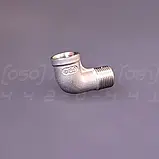 Косинець різьбовий нержавіючий DN10 (3/8") зовнішня-внутрішня різьби BSPP, н/ж сталь AISI304, 90°, Class 150, фото 4