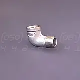 Косинець різьбовий нержавіючий DN10 (3/8") зовнішня-внутрішня різьби BSPP, н/ж сталь AISI304, 90°, Class 150, фото 6