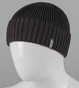 В'язана шапка "Бавовна" з відворотом (250711), Чорний