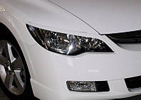 Вії на фари Прямі для Honda Civic 8 4d 2005-2011 Накладки на фары Хонда Цывик 8 седан