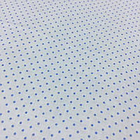 Тканина з дрібним блакитними точками (горошинками) 2 мм на блакитному тлі