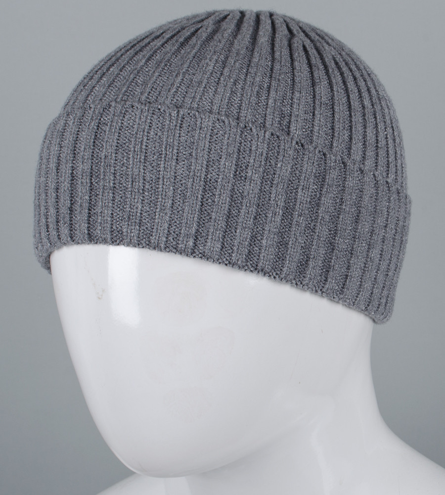 В'язана шапка "Віскоза" з відворотом (250760), Світло-сірий, фото 1