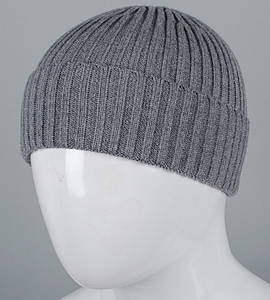 В'язана шапка "Віскоза" з відворотом (250760), Світло-сірий