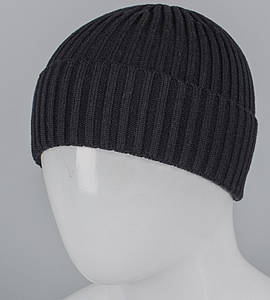 В'язана шапка "Віскоза" з відворотом (250760), Чорний