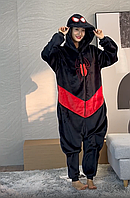 Кигуруми для взрослых Человек-паук черный на молнии | Плюшевая комбинезон пижама Spider Man. Топ! L .Хит!