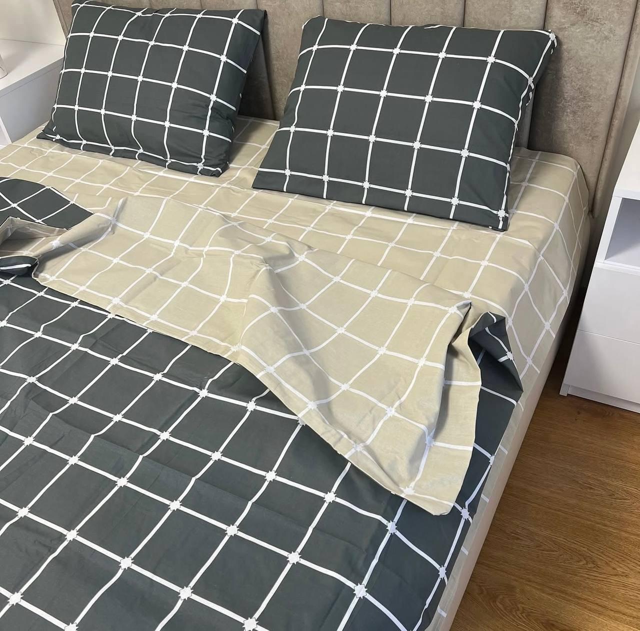 Постільна білизна бязь євро розміру -  Клітинка бежева