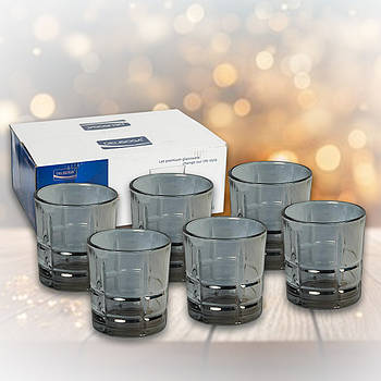 Набір склянок 6 шт на 340 мл чорного відтінку з граненим візерунком Y2041-2 в упаковці 6 шт