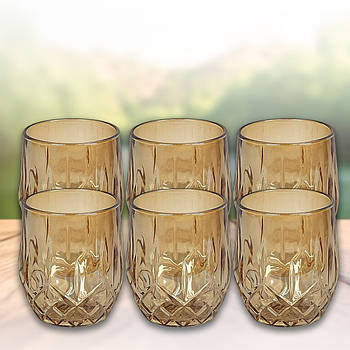 Набір скляних склянок 6 шт на 320 мл для напоїв золотистого кольору DSKB502-1C в упаковці 6 шт