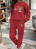 Теплий жіночий костюм з принтом "Ведмедик з сердечками", фото 4