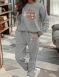 Теплий жіночий костюм з принтом "Ведмедик з сердечками", фото 2