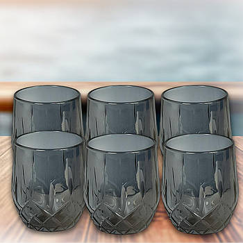Скляні склянки 6 шт на 320 мл для святкового столу з чорним відтінком DSKB502-1C в упаковці 6 шт.