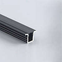 Алюмінієвий профіль врізний LS101b чорний з матовим розсіювачем вузький для світлодіодної стрічки 3м анодований (ціна 1м)