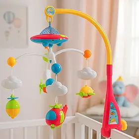 Музичний мобіль, каруселька для дитячого ліжечка з проектором зоряного неба і пультом нічник НЛО