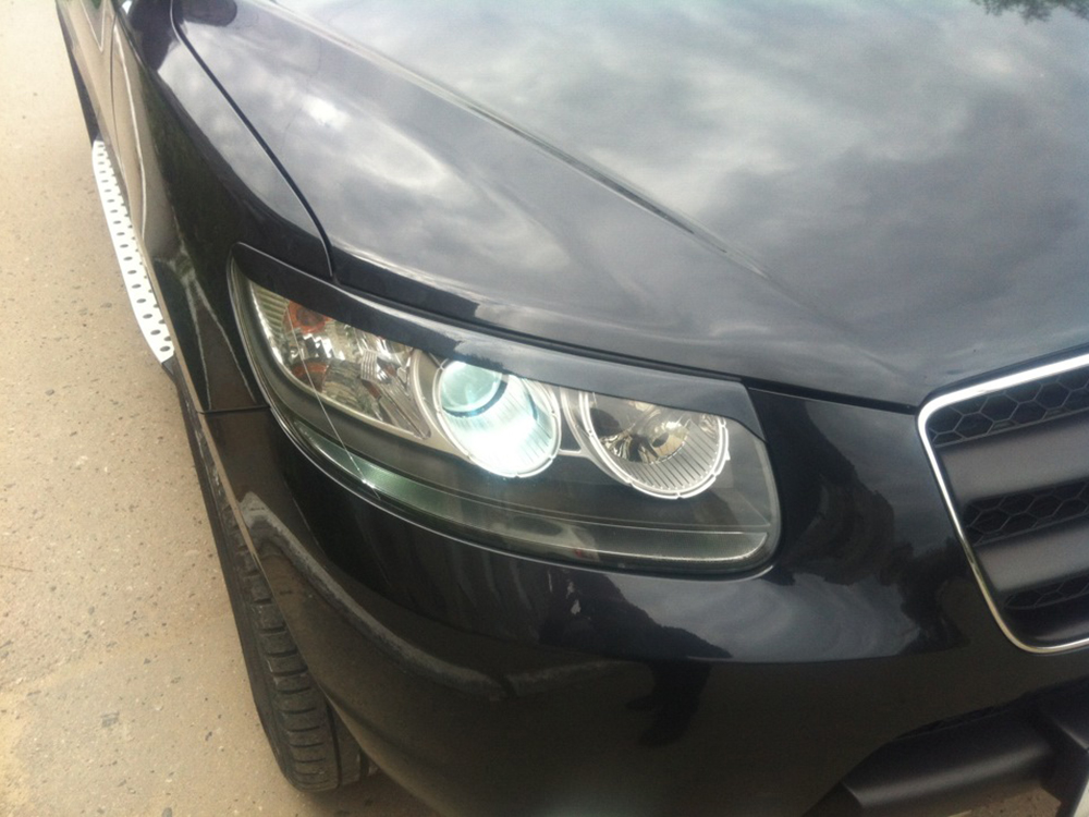 Реснички на фары Hyundai Santa Fe 2 2010-2012 Накладки на фары Хюндай Санта Фи 2