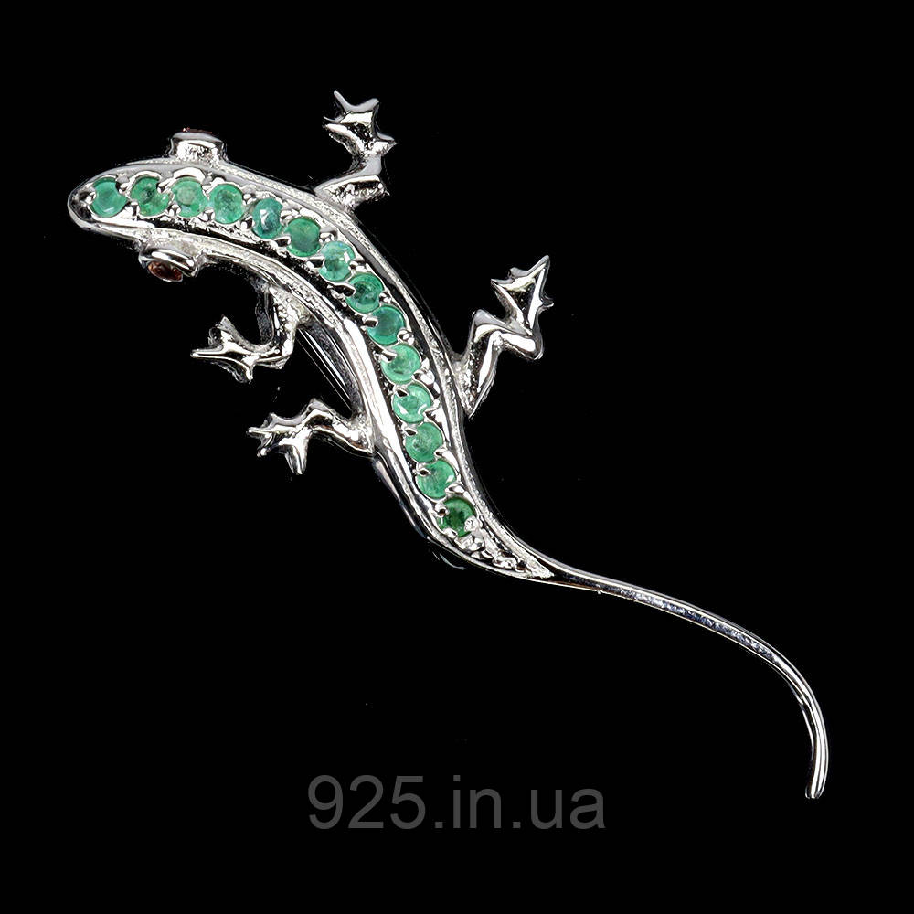 Брошка. Натуральний смарагд і сапфір. Срібло 925., фото 1