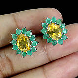Сережки. Натуральний цитрин і смарагд. Срібло 925., фото 3