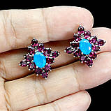 Сережки. Натуральний опал і гранат родоліт. Срібло 925., фото 3