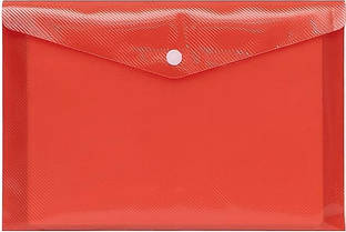 Папка-конверт на кнопці А5 напівпрозора червона 209