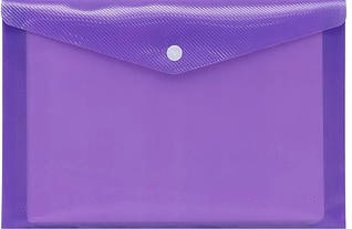Папка-конверт на кнопці А5 напівпрозора фіолетова 209