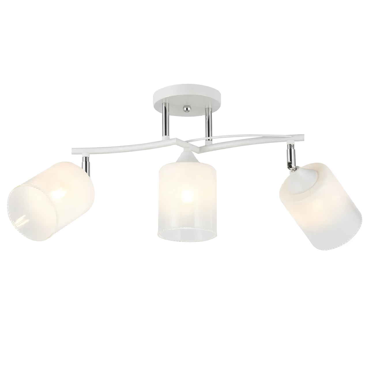 Люстра стельова з поворотними прозорими плафонами під 3 лампи Е27 корпус білий/хром Interees 6315-3