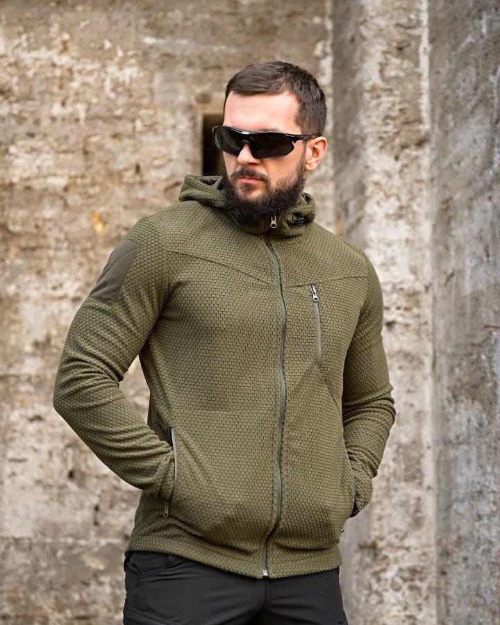 Тактична флісова кофта Honeycomb олива — військова флісовка, тактична кофта, армійський одяг