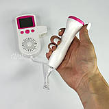 Доплер фетальний ультразвуковий для вагітних 3 МГц з РК-дисплеєм, монітор серцевого ритму плода, JSL-T501-White/Roze, фото 5