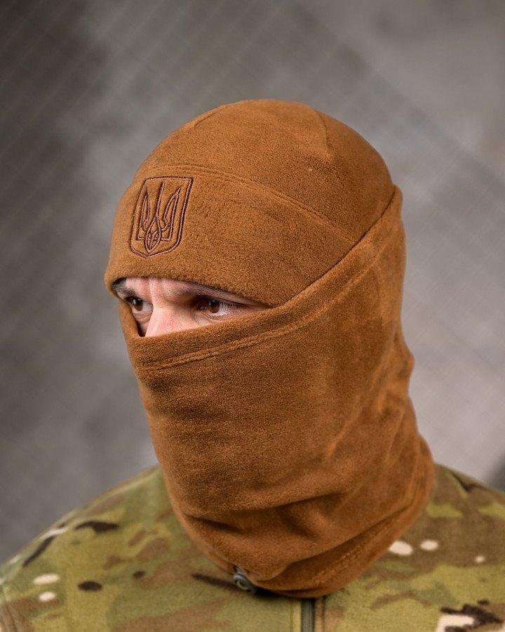 Комплект тактичний зимовий шапка + баф Койот фліс