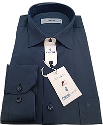 Чоловічі сорочки в смужку Nens vd-0008 класичні з довгим рукавом, сорочка чоловіча синя ошатна стильна XXL